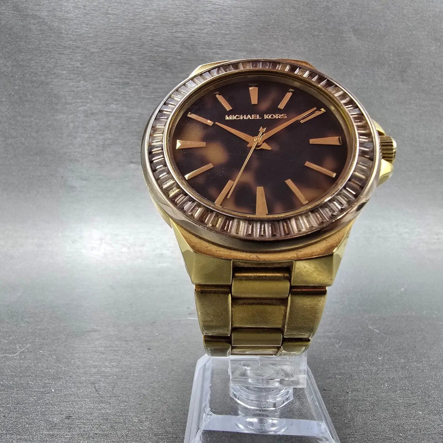 Michael Kors Gramercy Watch Women 45mm Brown Dial Gold Tone MK-5723 New BatteryK5