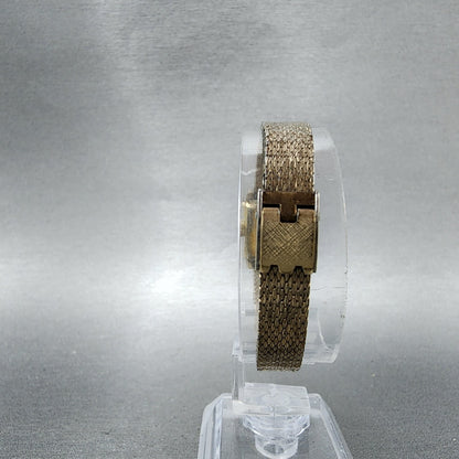 Seiko Tank Watch Women 15mm Champagne Dial Gold Tone Manual 113189 Runs7