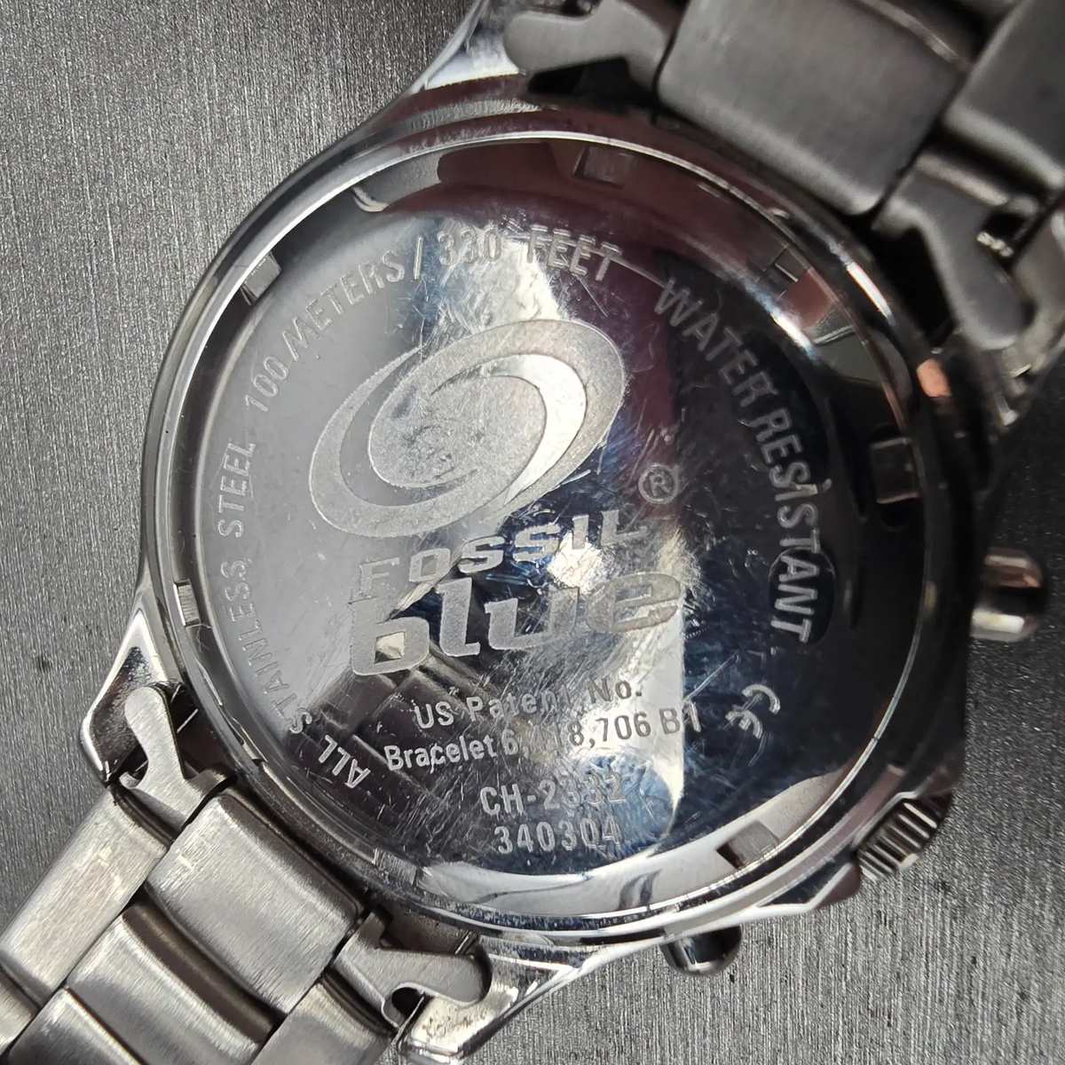 Fossil Speedway Watch Men 41mm Blue Dial Silver Tone Chrono Date Ch-2332 New Bat10