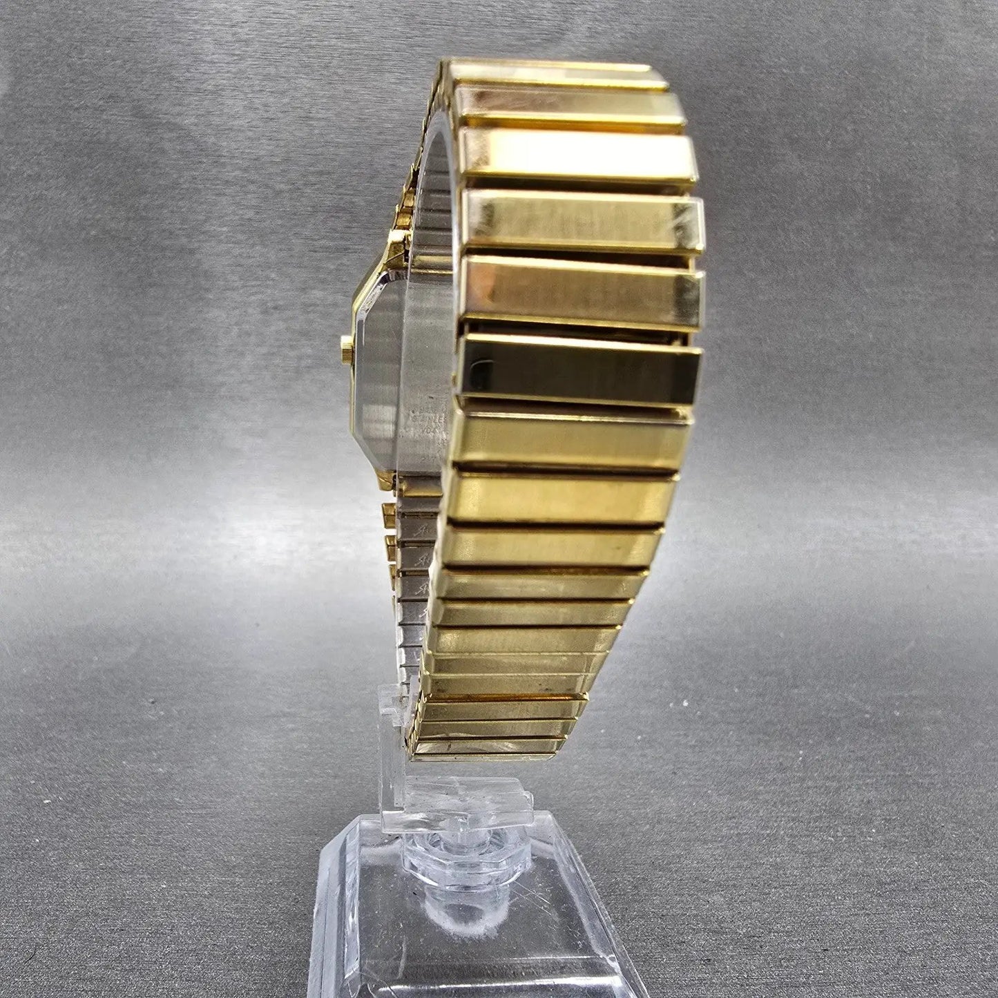 Pulsar Analog Digital Watch Men 29mm Black Dial Gold Octagon V041-5180 New BattL7