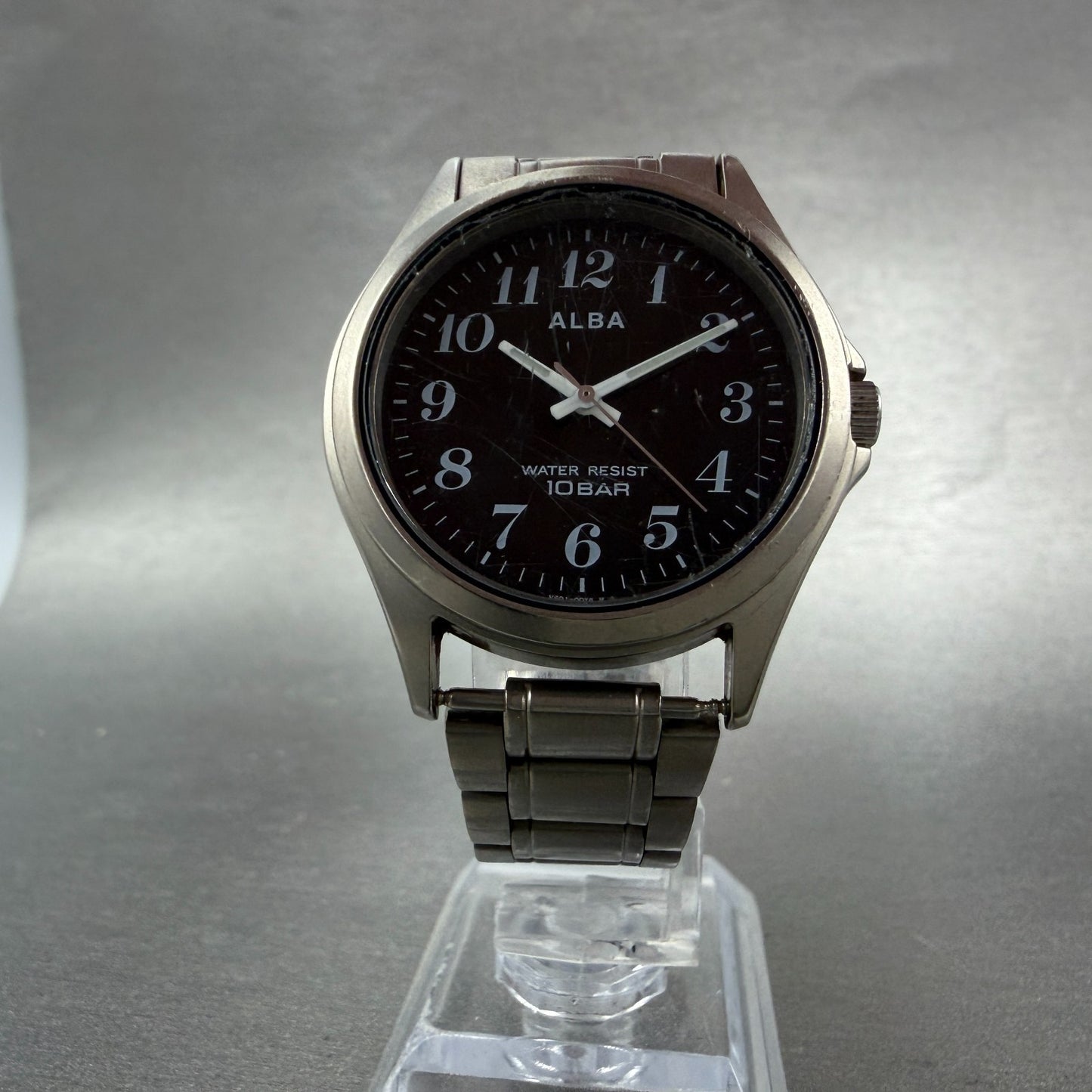 Seiko Alba Watch Men 35mm Black Dial Titanium Round V501-0bc0 New Battery5