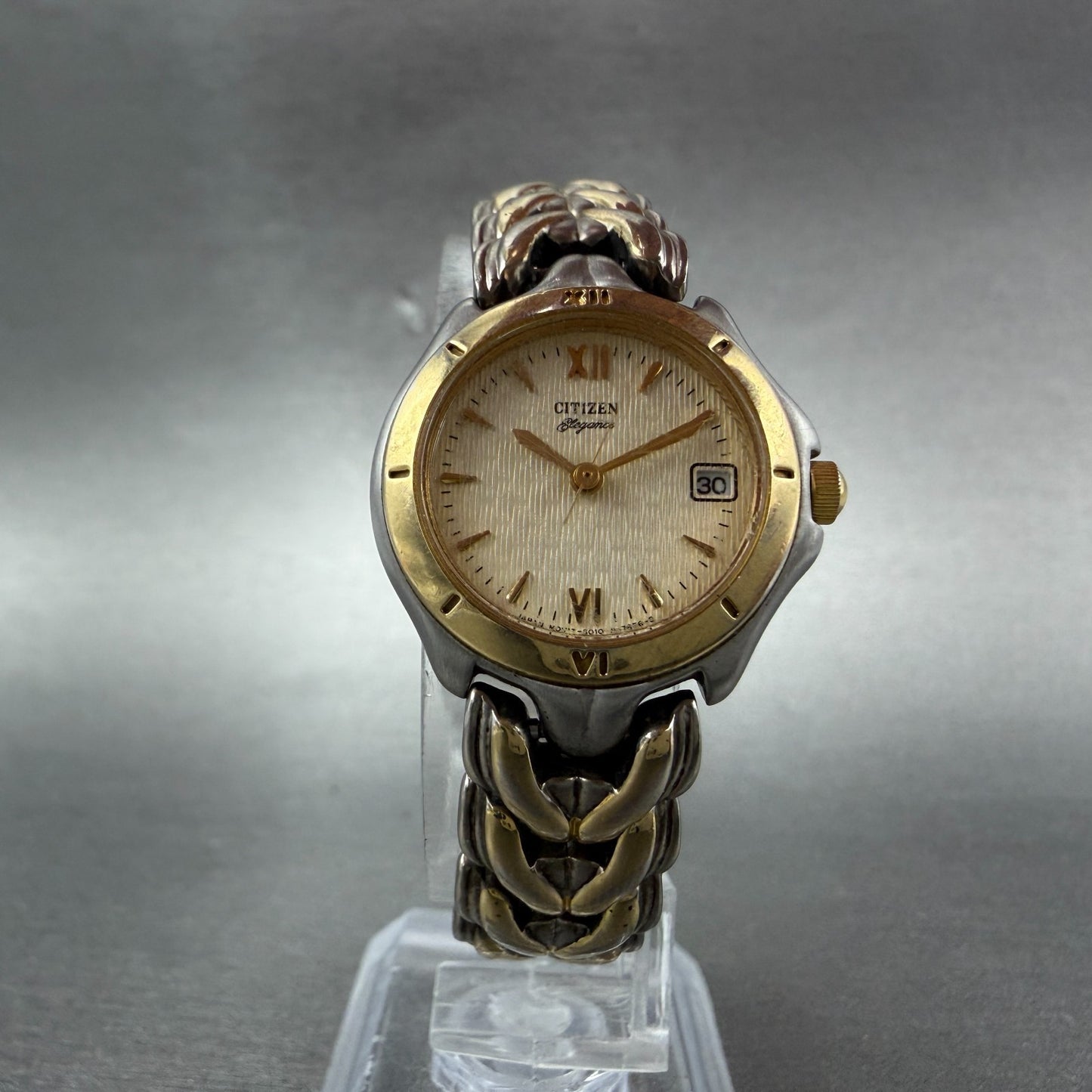Citizen Elegance Watch Women 25mm Champagne Dial Two Tone Round New Battery ABC95