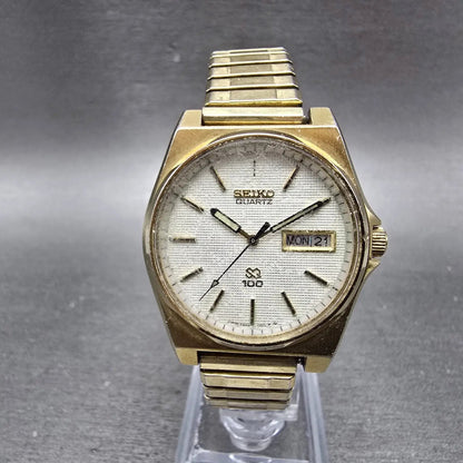 Seiko Watch Men 34mm Silver Dial Gold Tone Daydate Round 6923-8010 PARTS Vintage2