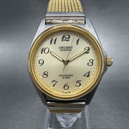 Orient Swimmer Watch Men 35mm Champagne Dial Two Tone Round QW57-B0 New Battery0
