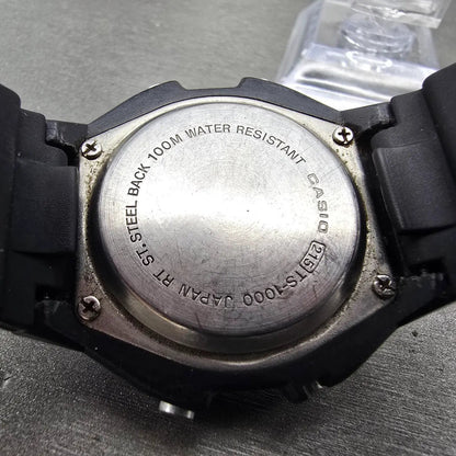 Casio TS-1000 Watch Men 39mm Black Alarm Chronograph READ!! VTG New Battery8