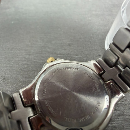 Bulova Watch Women 25mm White Dial Two Tone Date Round 98M36 New Battery KJF1239