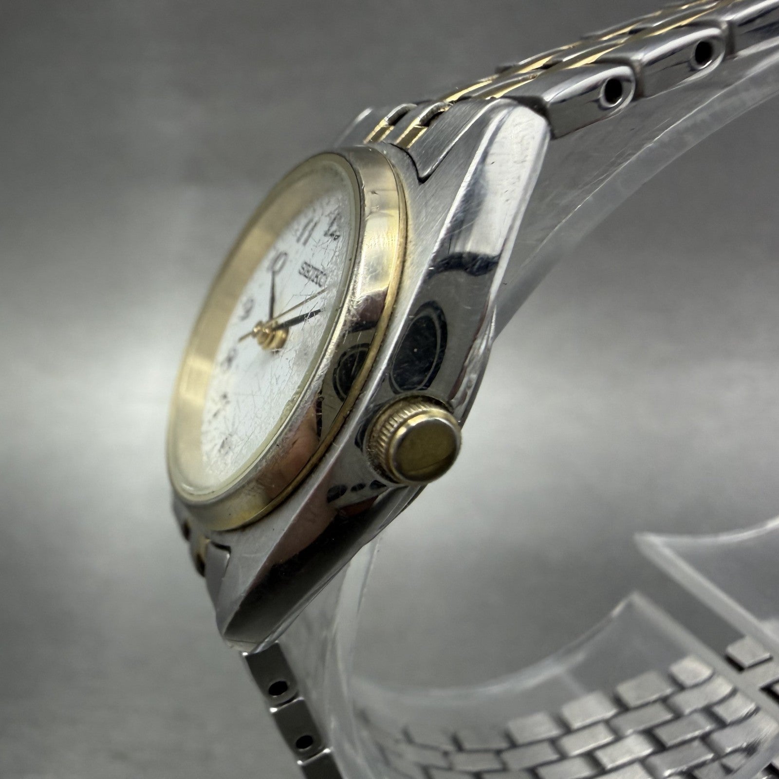 Seiko Watch Women 25mm White Dial Two Tone Daydate 7n830011 Round New Battery2