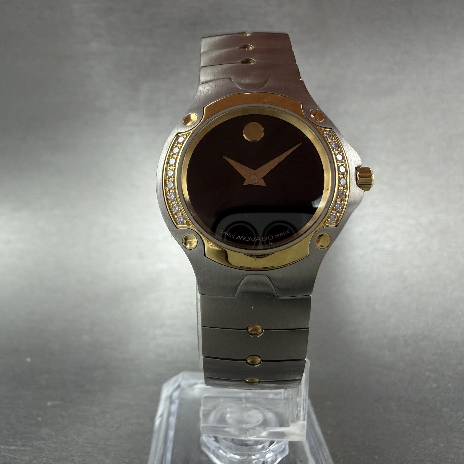 Movado Sports Edition Watch Women 27mm Black Dial Two Tone Diamonds New Battery5