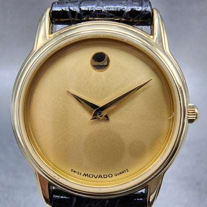 Movado Museum Watch Women 26mm Gold Dial Gold Tone Round 87 E4 9840 New Battery1