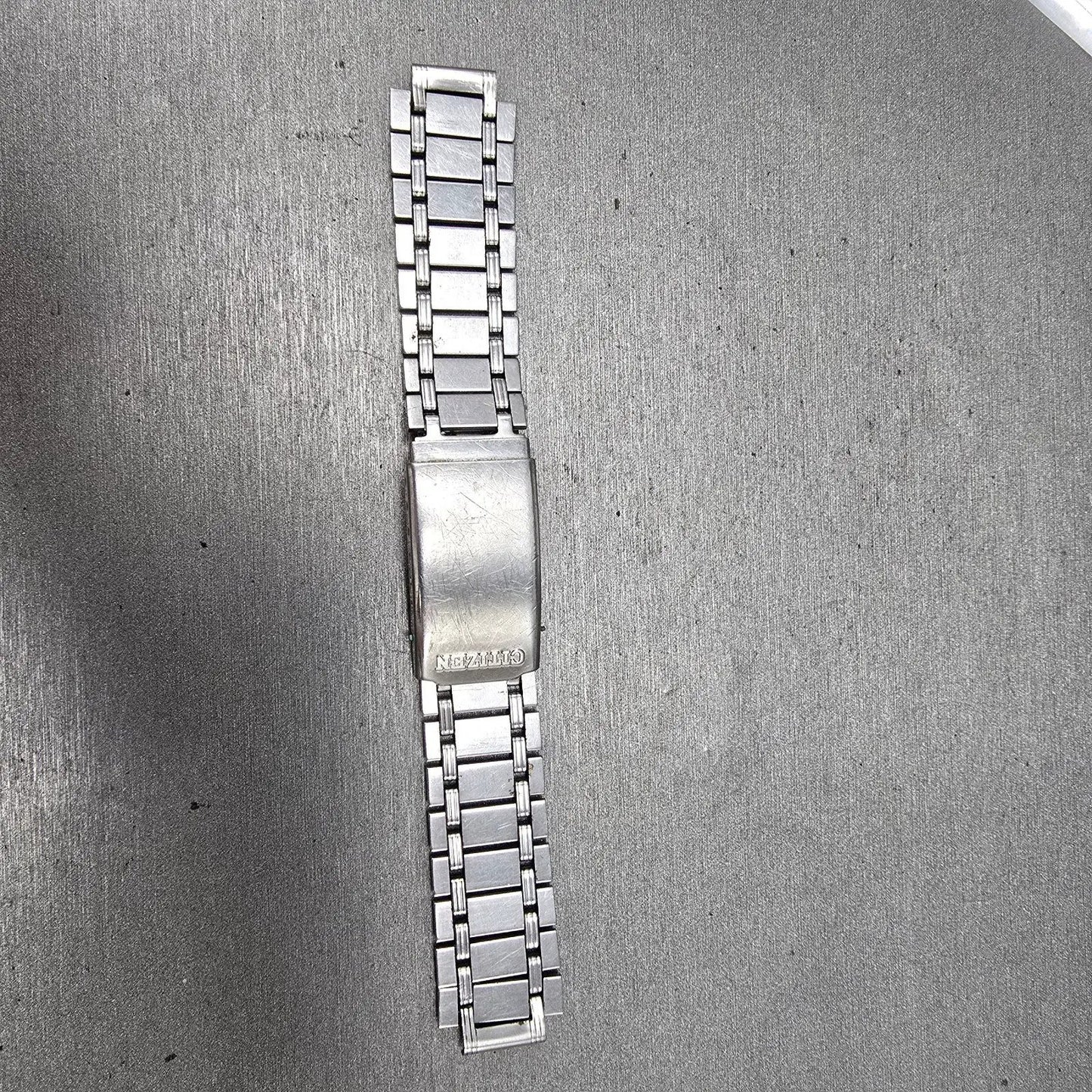 Citizen Bracelet 12mm Stainless Steel Silver Tone Tri Folding Clasp Vintage0