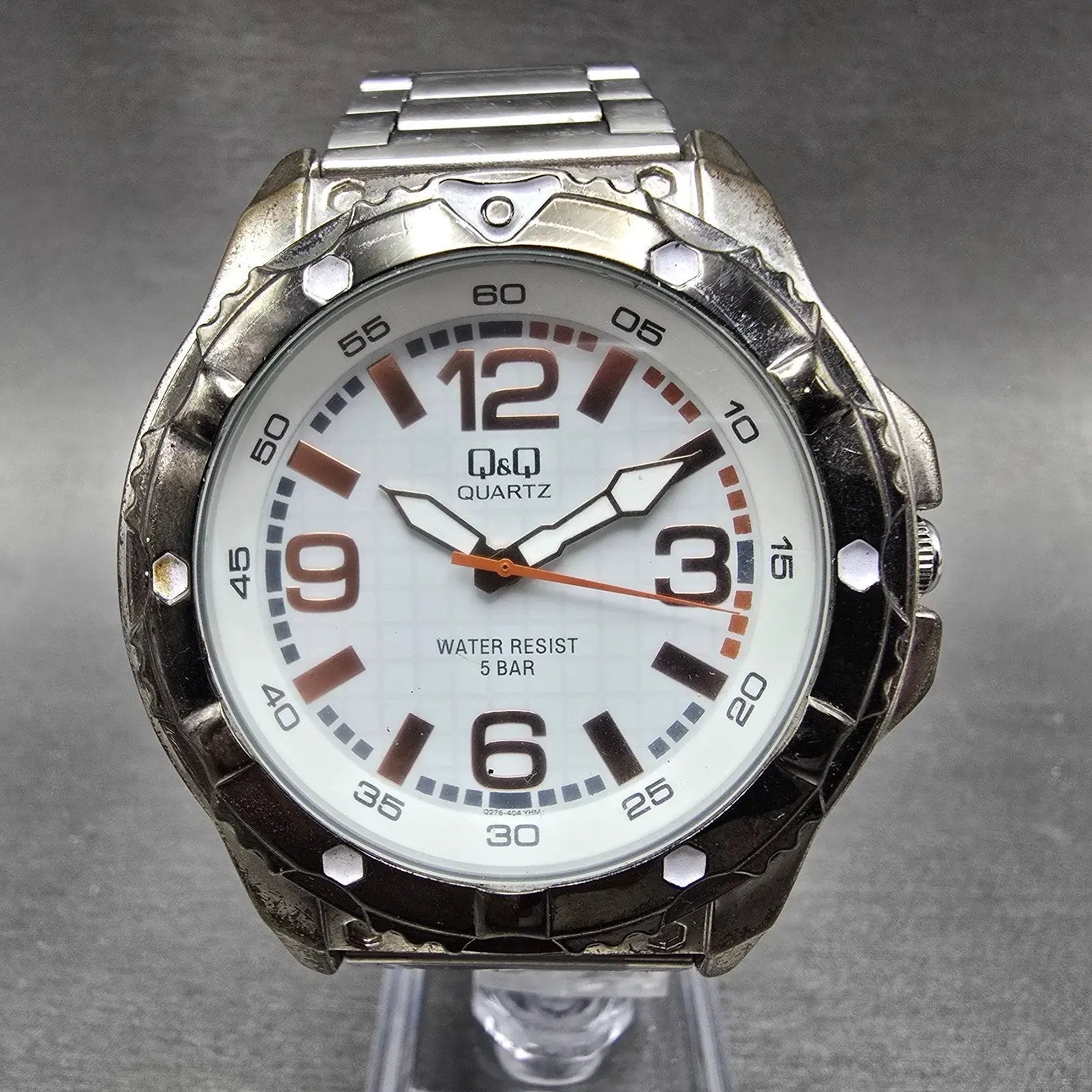 Citizen Q&Q Dive Watch Men 45mm White Dial Silver Tone Round New Battery0