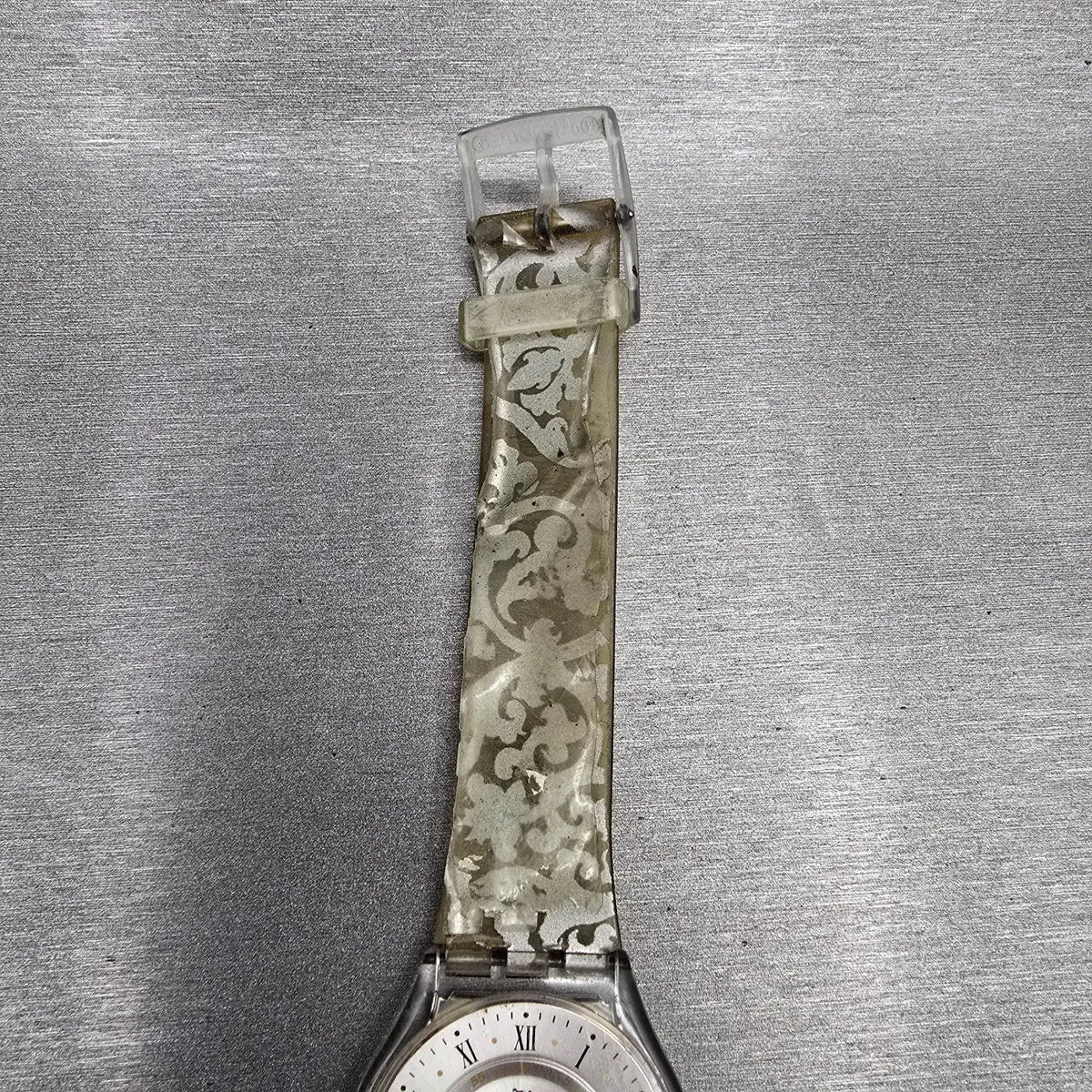 Swatch Portrait Watch Men 34mm Silver Dial Clear Case Round SFK150P New Battery5