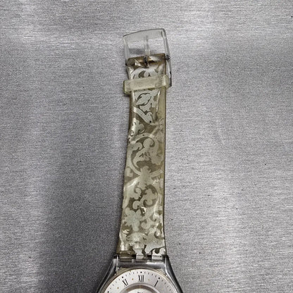Swatch Portrait Watch Men 34mm Silver Dial Clear Case Round SFK150P New Battery5