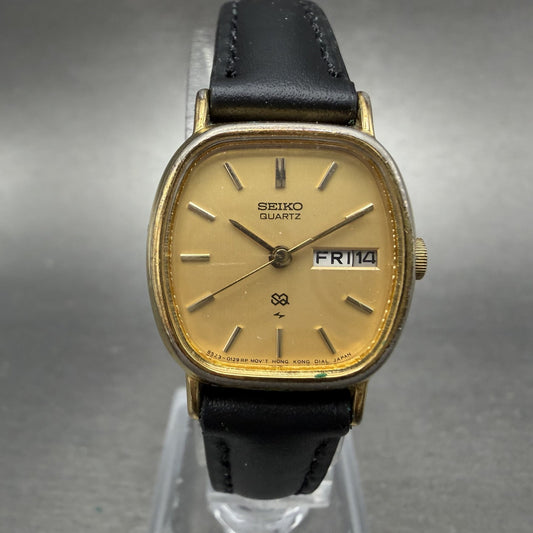 Seiko SQ Watch Women 21mm Champagne Dial Gold Tone Daydate 8523-5009 New Battery0