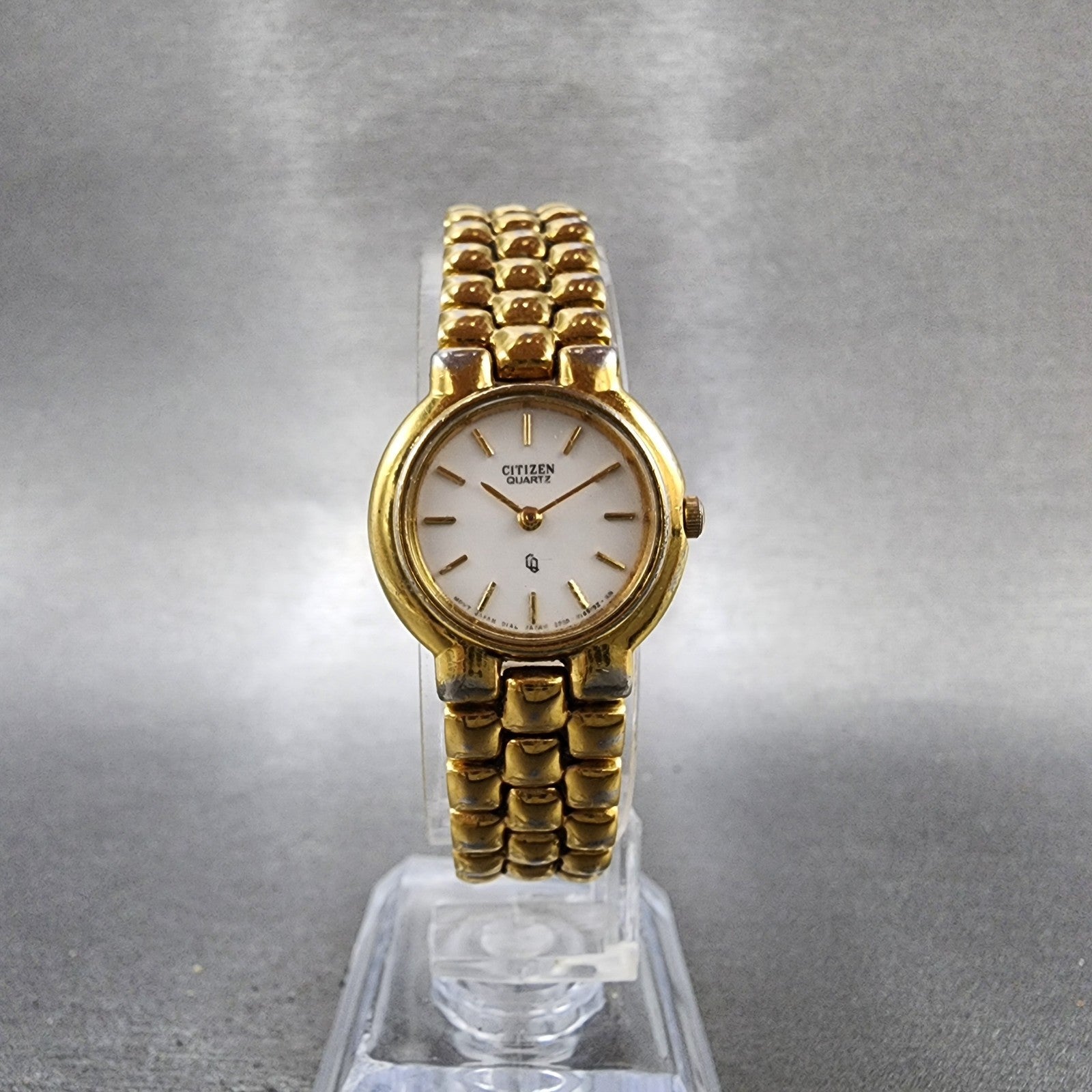 Citizen CQ Watch Women 21mm White Dial Gold Tone Round 2250S02970 New Battery5
