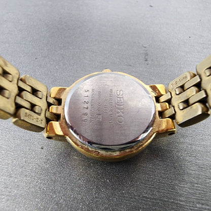 Seiko Watch Women 20mm White Dial Gold Tone Round 1N000JJ0 New Battery9