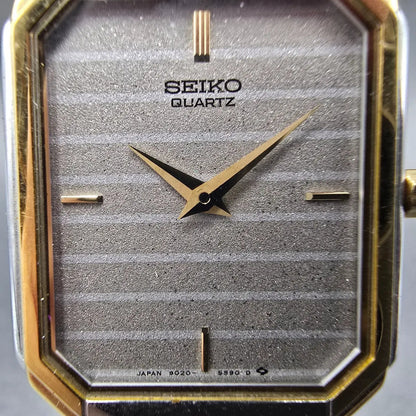 Seiko Tank Watch Men 25mm Silver Dial Two Tone Octagon 9020-5410 VTG PARTS2