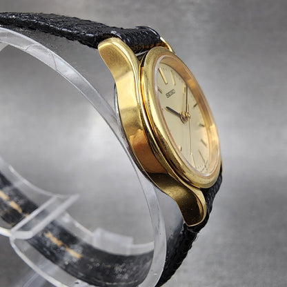 Seiko Watch Women 23mm Champagne Dial Gold Tone 12p210b90 New Battery3