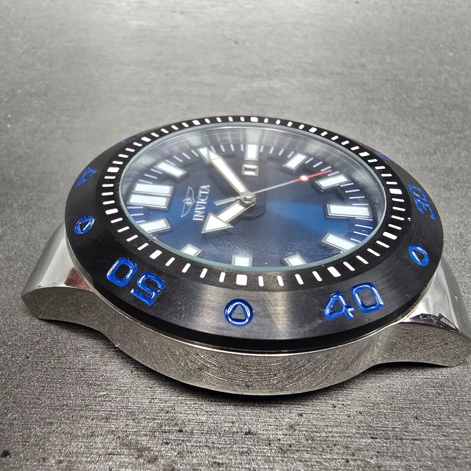 Invicta Pro Diver Watch Men 52mm Blue Dial Silver Tone Date 23482 New Battery3