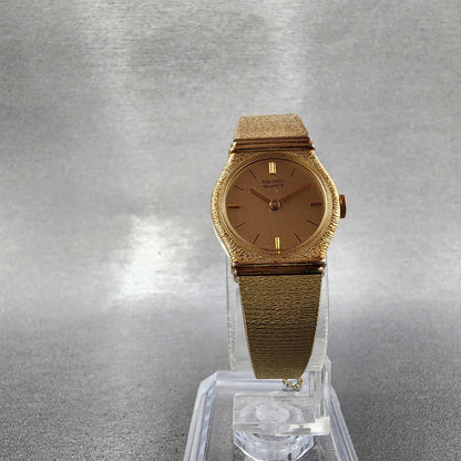 Seiko Watch Women 19mm Champagne Dial Gold Tone Round 14000750 New Battery5