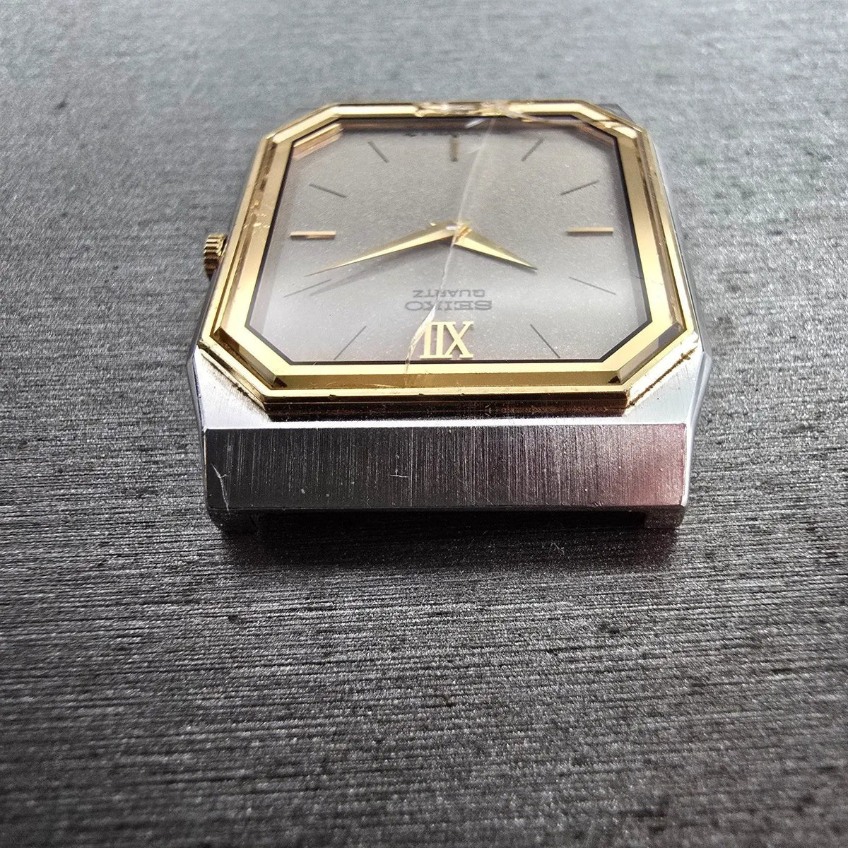 Seiko Watch Men 27mm Silver Dial Two Tone Rectangle 7430-5350 New Battery5