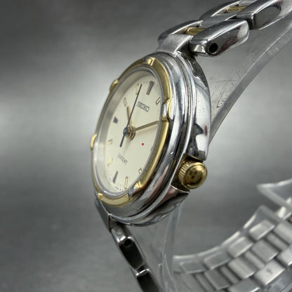 Seiko Lucent Watch Women 23mm Cream Dial Two Tone Round 4N21-0760 New Battery2