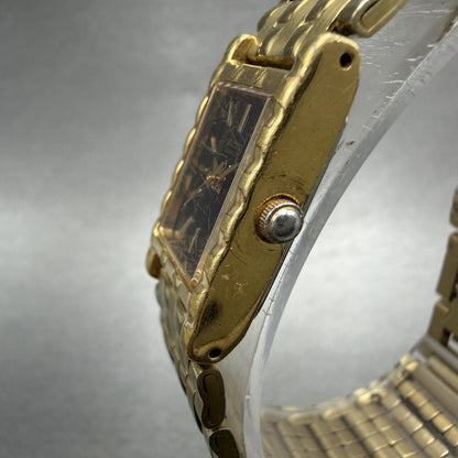 Seiko Tank Watch Women 16mm Black Dial Gold Tone Rectangle 1N015A69 New Battery2