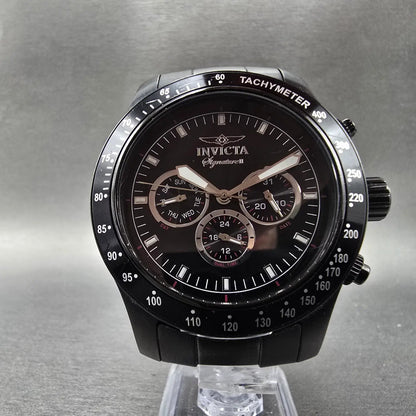 Invicta Signature II Watch Men 44mm Black Dial Black Tone Daydate 7352 New Batt5