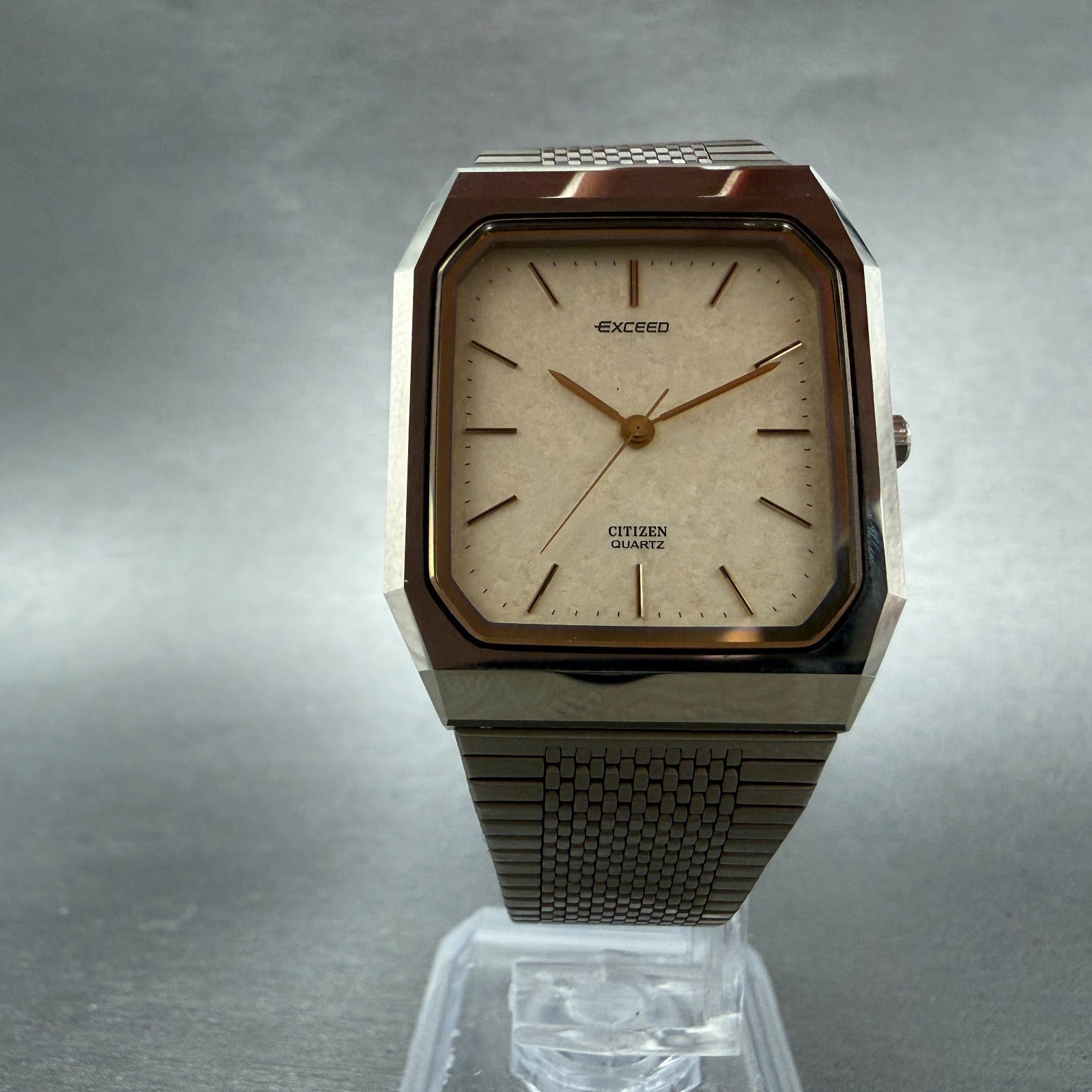 Citizen Exceed Tank Watch Men 29mm Cream Dial Gold Tone Octagon New Battery5