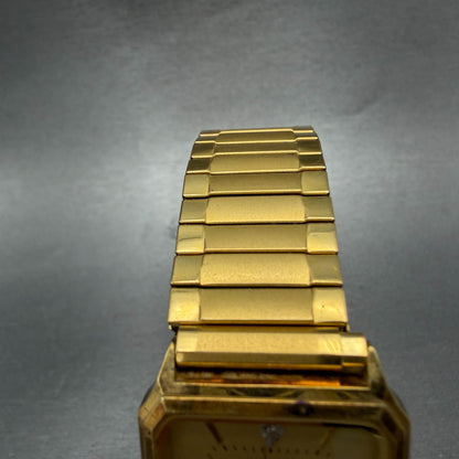 Benrus Tank Watch Men 26mm Gold Dial Gold Tone Octagon New Battery VTG4