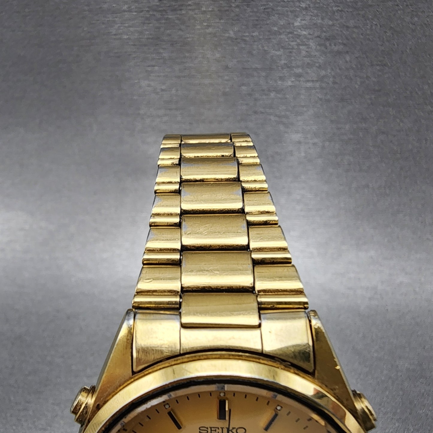 Seiko Chronograph Watch Men 37mm Champagne Dial God Tone 7a287029 New Battery4
