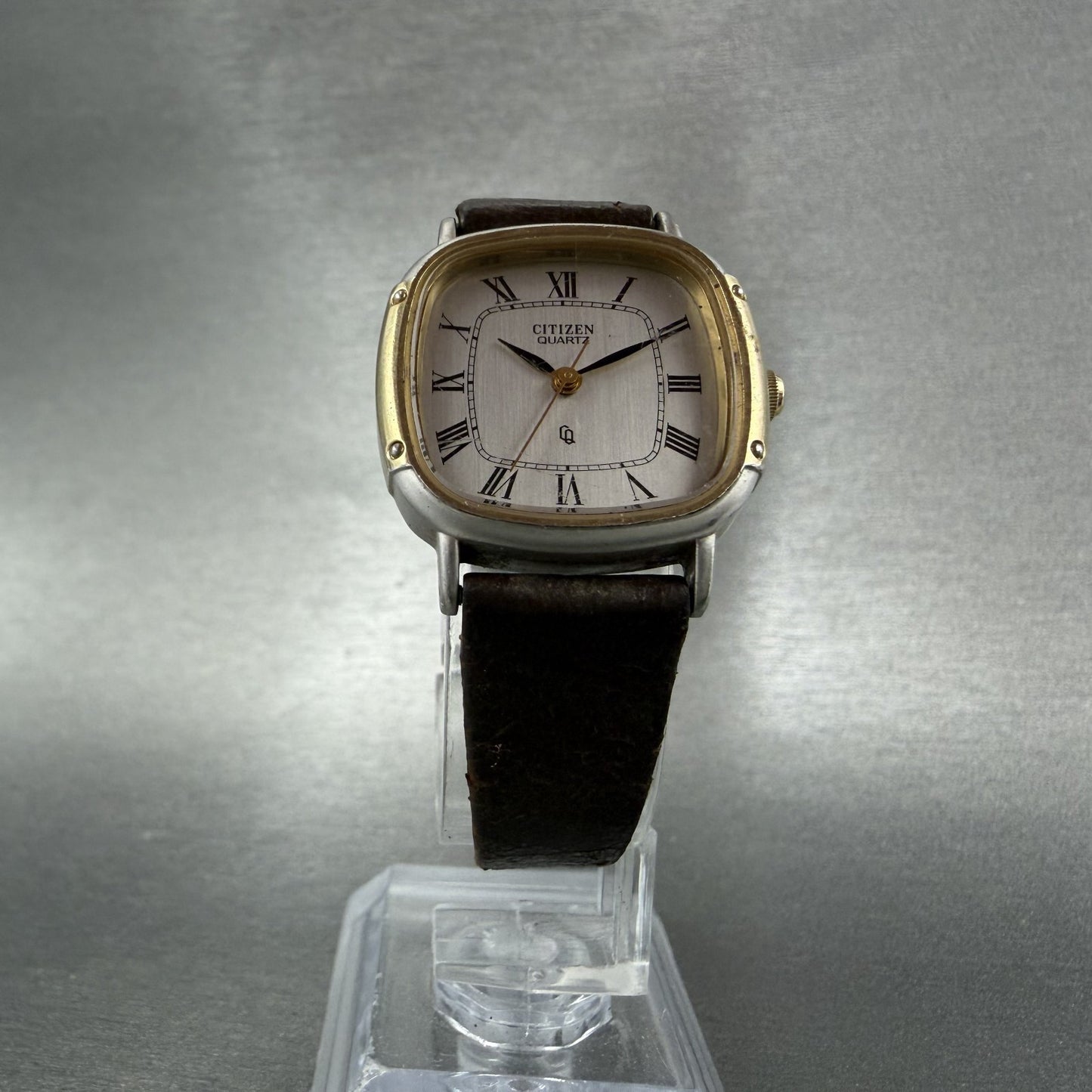 Citizen CQ Watch Women 25mm Silver Dial Two Tone Rectangle 1100108736 New Batt5