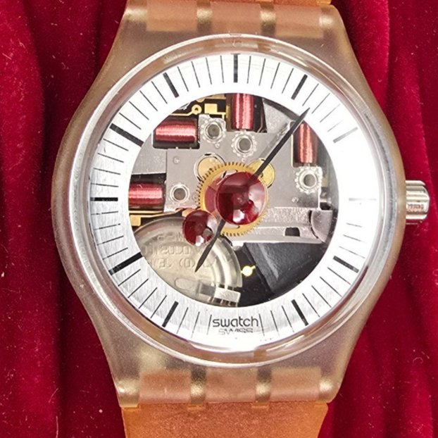 Swatch Musicall Adam Watch Men 34mm Skeleton Dial Alarm SLZ106 New Battery NOS1