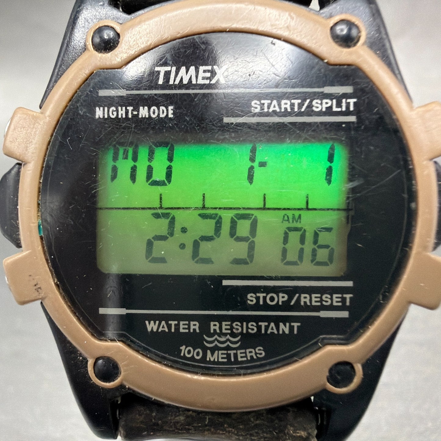 Timex Expedition Watch Men 38mm Digital Brown Black Tone Round READ!!!! New Batt1