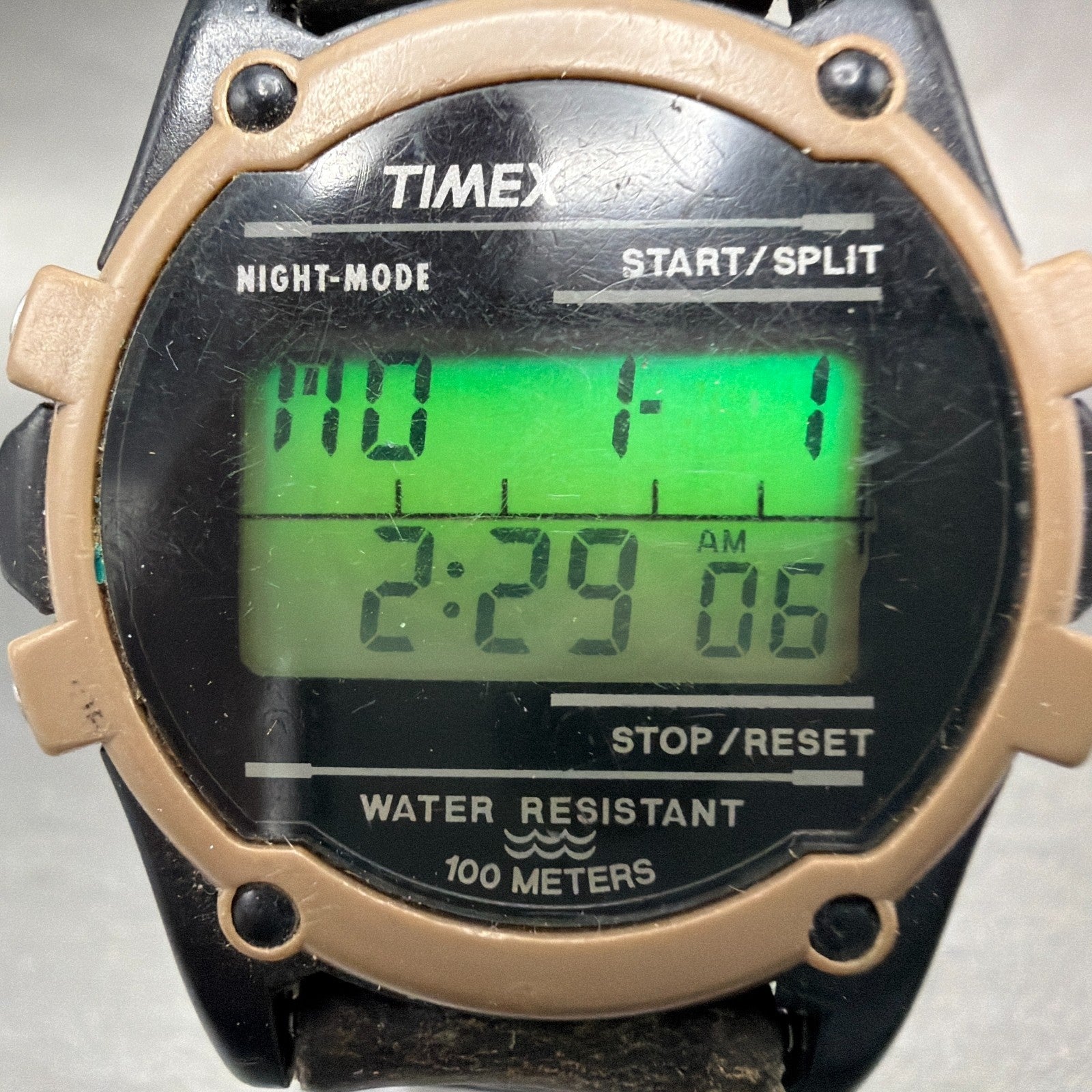 Timex Expedition Watch Men 38mm Digital Brown Black Tone Round READ!!!! New Batt1