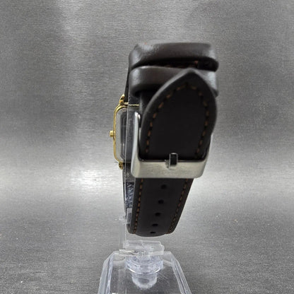 Timex Tank Watch Men 28mm Cream Dial Gold Rectangle Indiglo New Battery VTG7