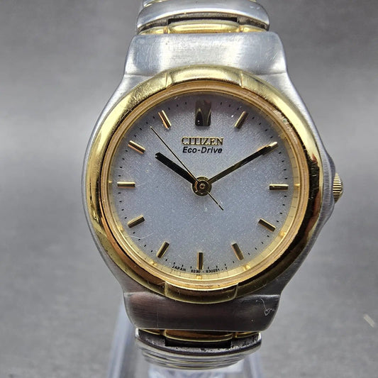 Citizen Eco-Drive Watch Women 25mm White Dial Two Tone Date B230-H18008 PARTS0