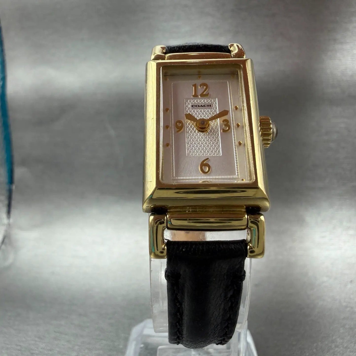 Coach Tank Watch Women 17mm White Dial Gold Tone Rectangle 0312 New Battery5