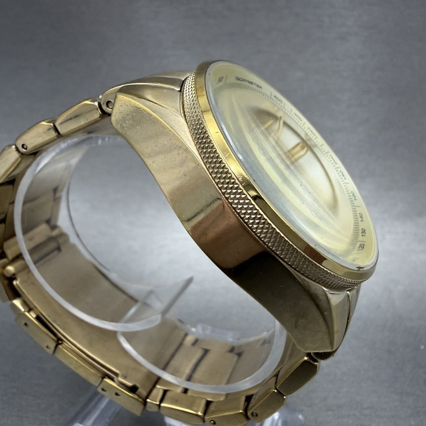 Fossil Chronograph Watch Women 40mm Champagne Dial Gold Tone Date Round New Batt3