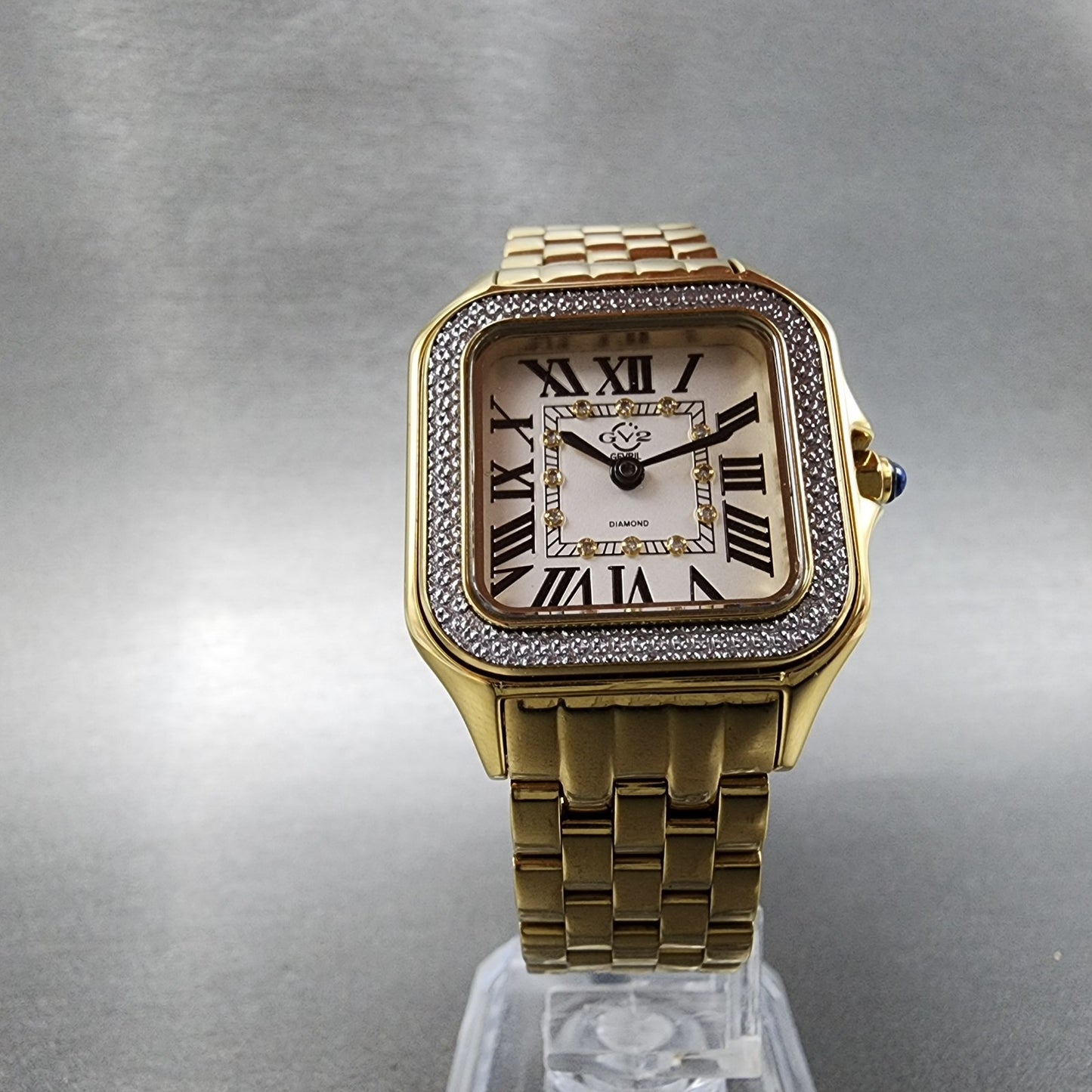 Gevril GV2 Milan Watch Women 28mm White Dial Gold Tone Diamond Accetns 12113B5