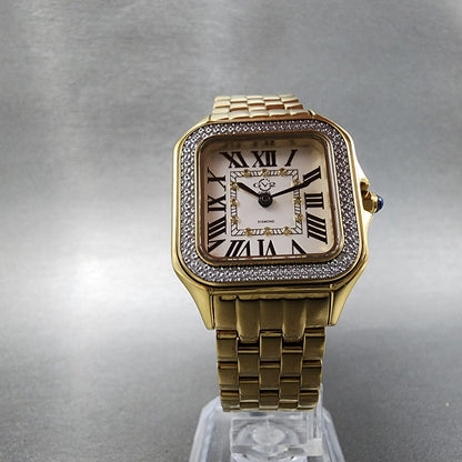 Gevril GV2 Milan Watch Women 28mm White Dial Gold Tone Diamond Accetns 12113B5