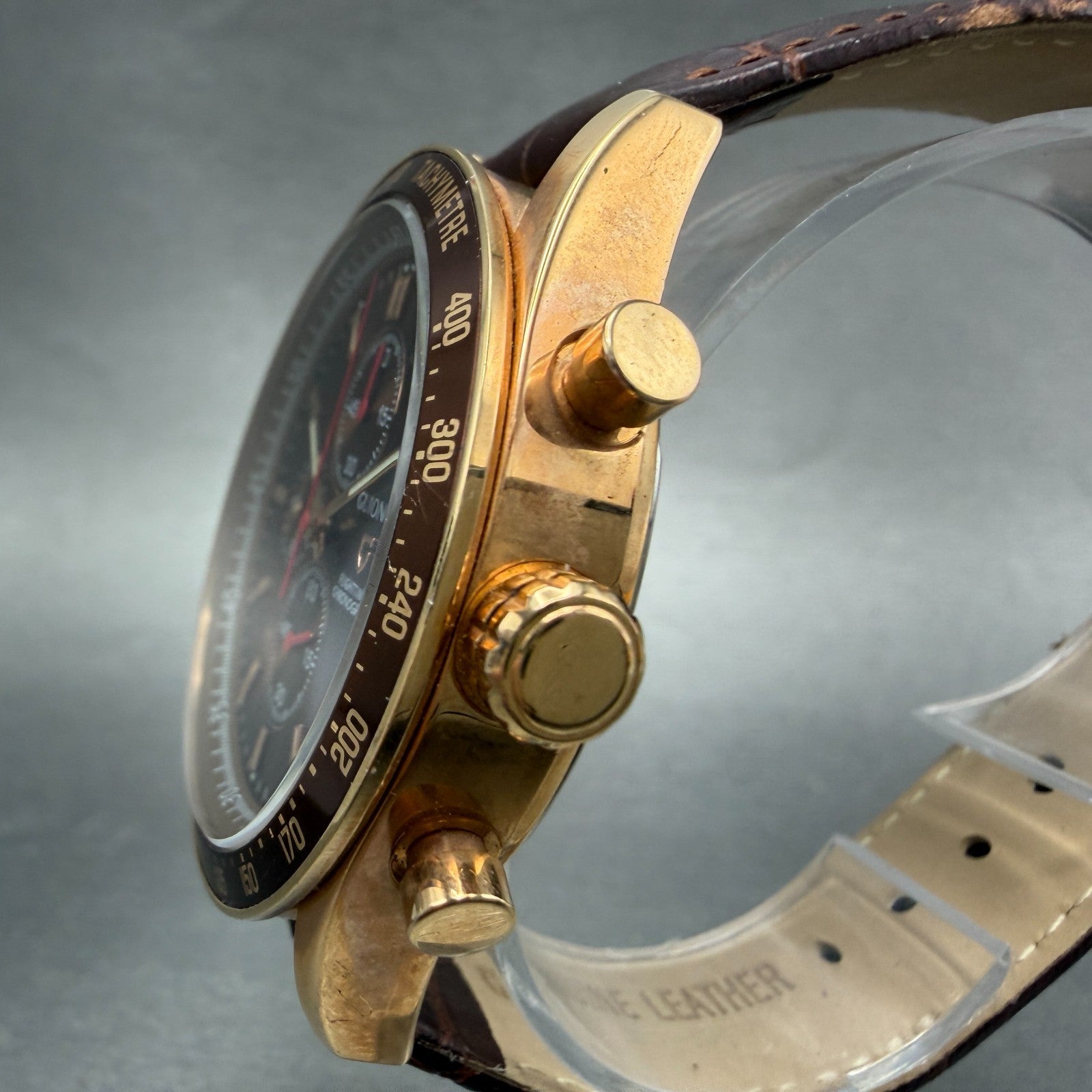 Guionnet Flighttimer Chronograph Watch Men 42mm Brown Dial Rose Gold Date NewBat2