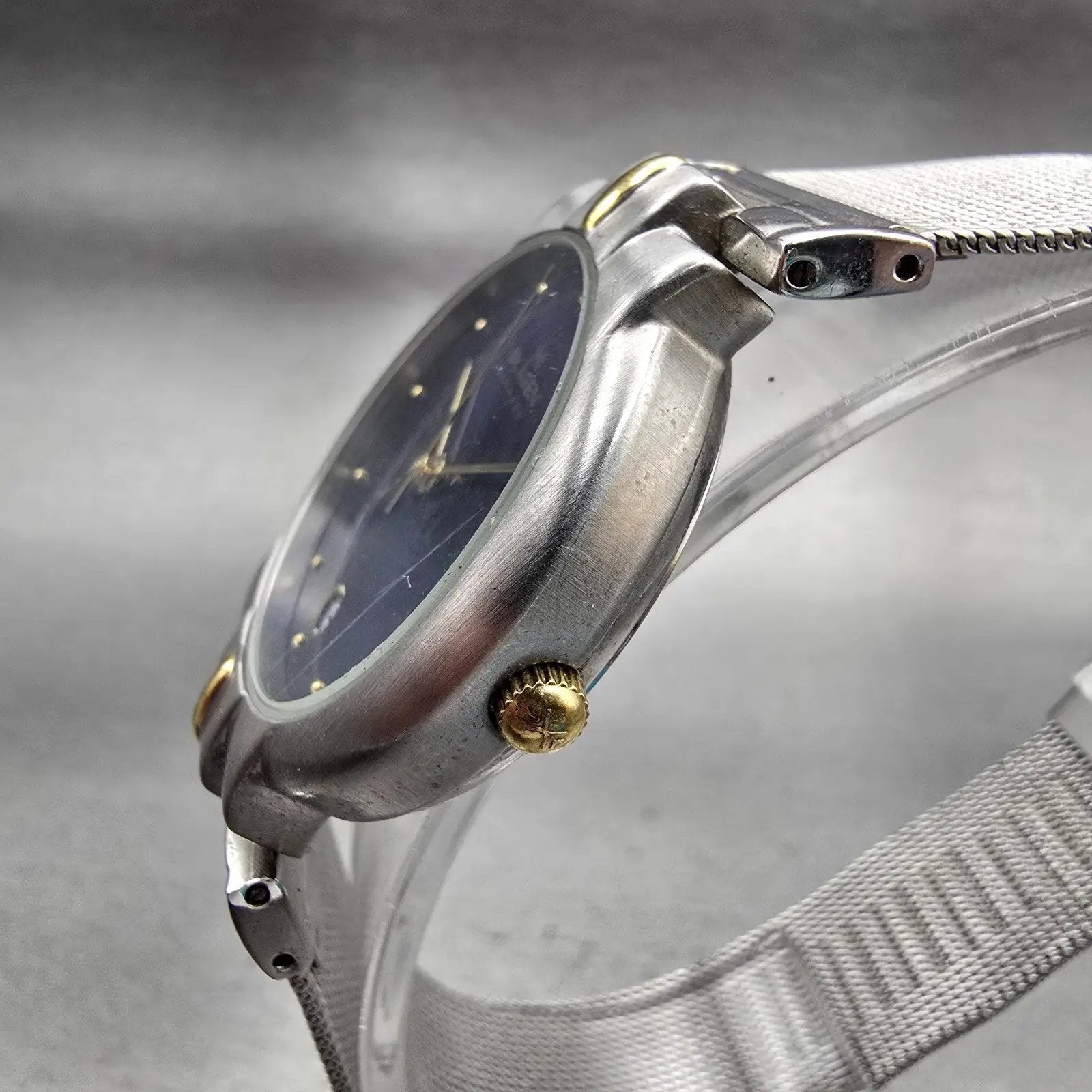 Skagen Watch Men 33mm Blue Dial Two Tone Date Round P38LGSN New Battery2