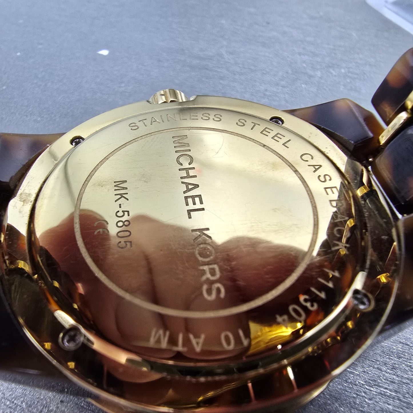 Michael Kors Chronograph Watch Women 43mm Brown Dial Brown Tone MK-5805 New Batt10