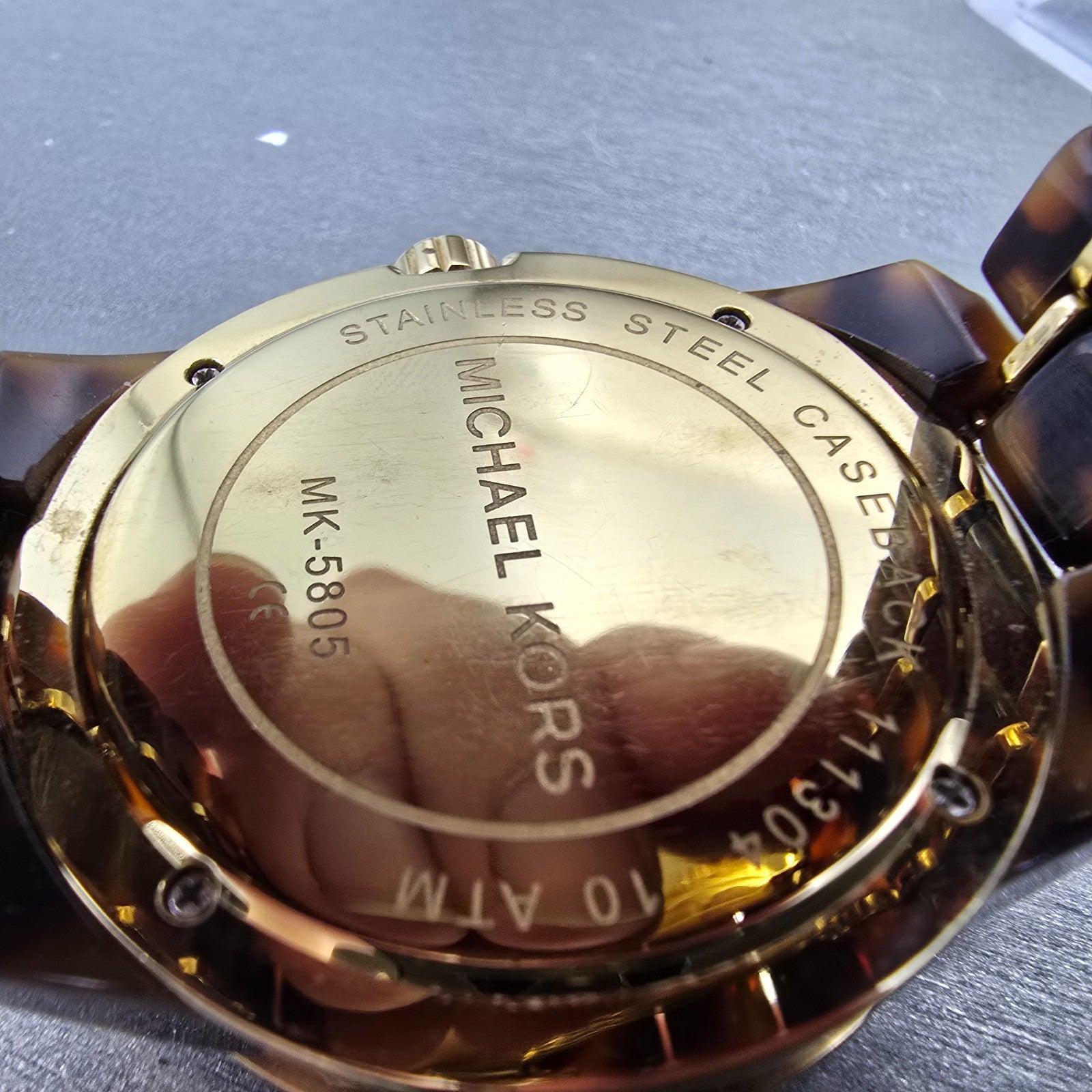 Michael Kors Chronograph Watch Women 43mm Brown Dial Brown Tone MK-5805 New Batt10