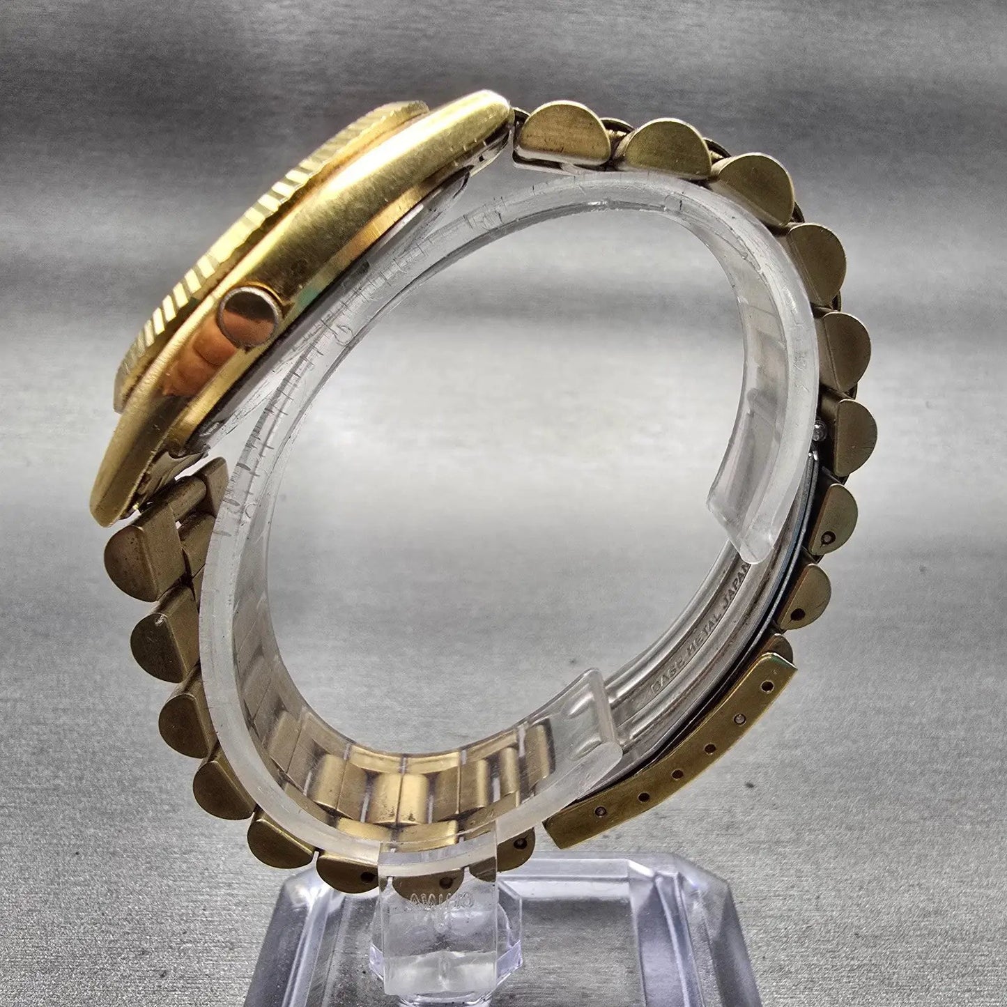 Seiko SQ President Watch Men 36mm Gold Dial Gold Tone Daydate 5Y23-8A69 New Batt6