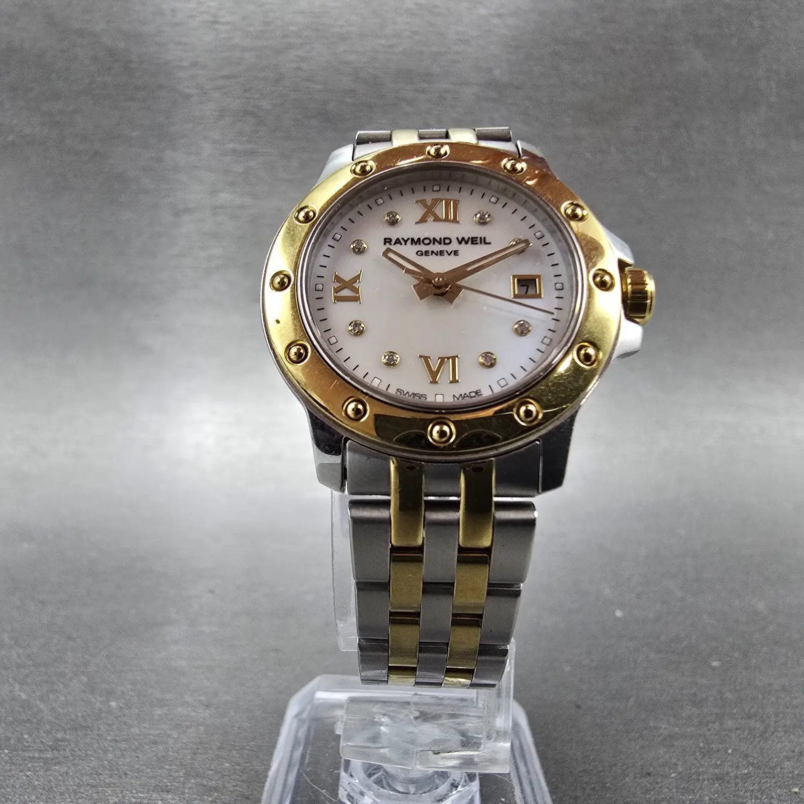 Raymond Weil Tango Watch Women 28mm MOP Dial Two Tone Date 5399 New Battery5