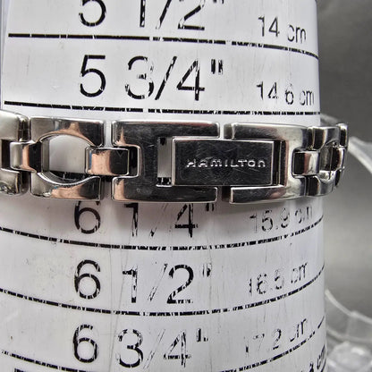 Hamilton Marylin Watch Women 21mm Black Dial Steel Diamond Bezel Oval New Batt10
