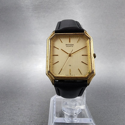 Rioch Tank Watch Men 28mm Champagne Dial Gold Tone Rectagle New Battery5
