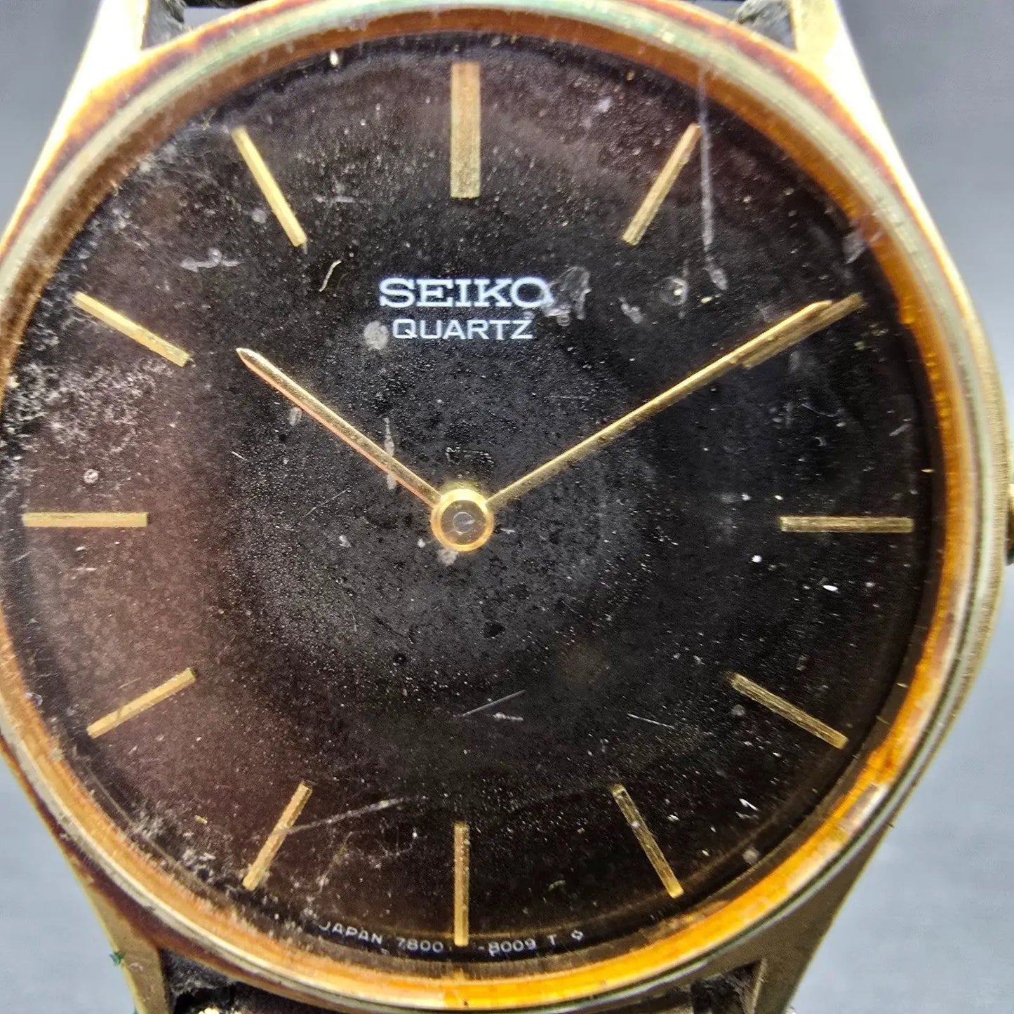 Seiko Watch Men 33mm Brown Dial Gold Tone Round 7800-8009 PARTS Vintage JBJ2